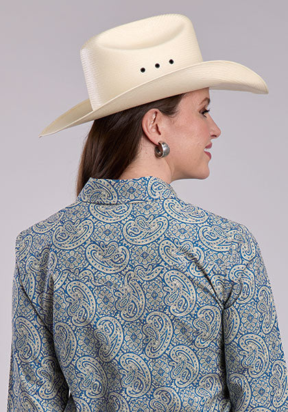 Cruel Girl® Women's Amarillo Collection Blue Paisley Long Sleeve Western Shirt