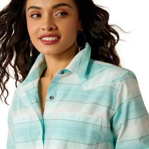 Ariat® Women's Billie Jean Turquoise Long Sleeve Button Front Shirt