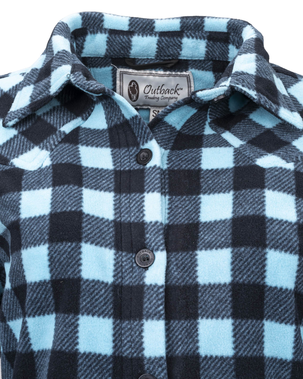 Outback Trading® Women's Turquoise Plaid "Big" Fleece Long Sleeve Button Front Shirt