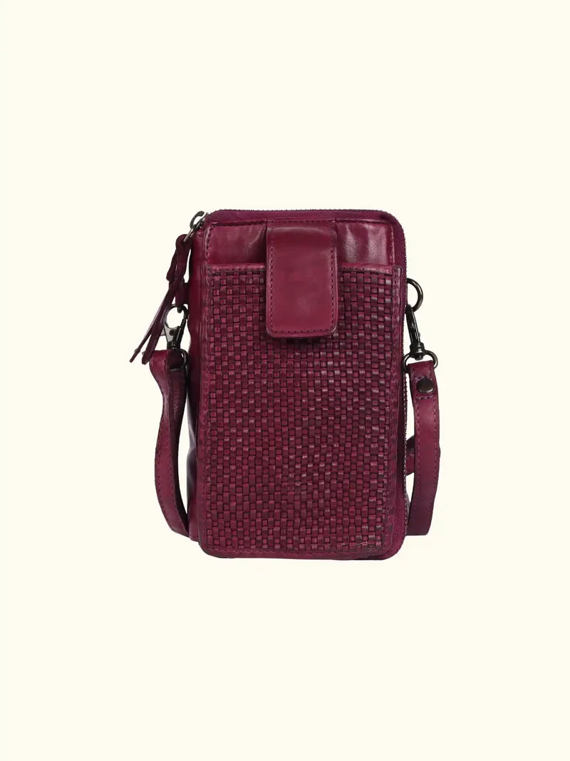 Milo® Ella Compact Crossbody Basket Weave Leather Phone Bag