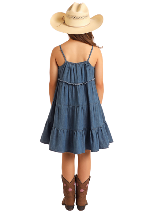 Panhandle Slim® Girls Spaghetti Strap Denim Dress