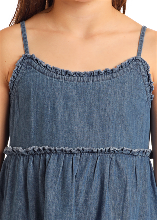 Panhandle Slim® Girls Spaghetti Strap Denim Dress