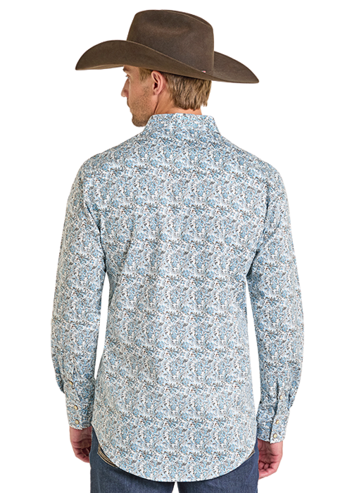Panhandle Slim® Men's Rock N Roll Floral Print Long Sleeve Snap Front Western Shirt