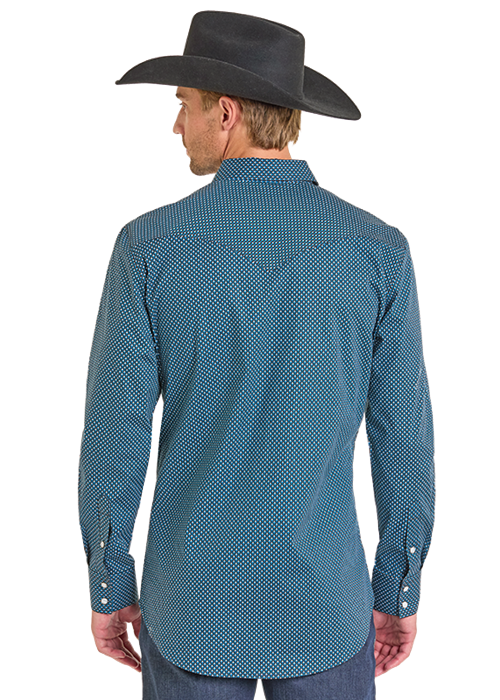 Panhandle Slim® Men's Rock N Roll Blue Long Sleeve Snap Front Western Shirt
