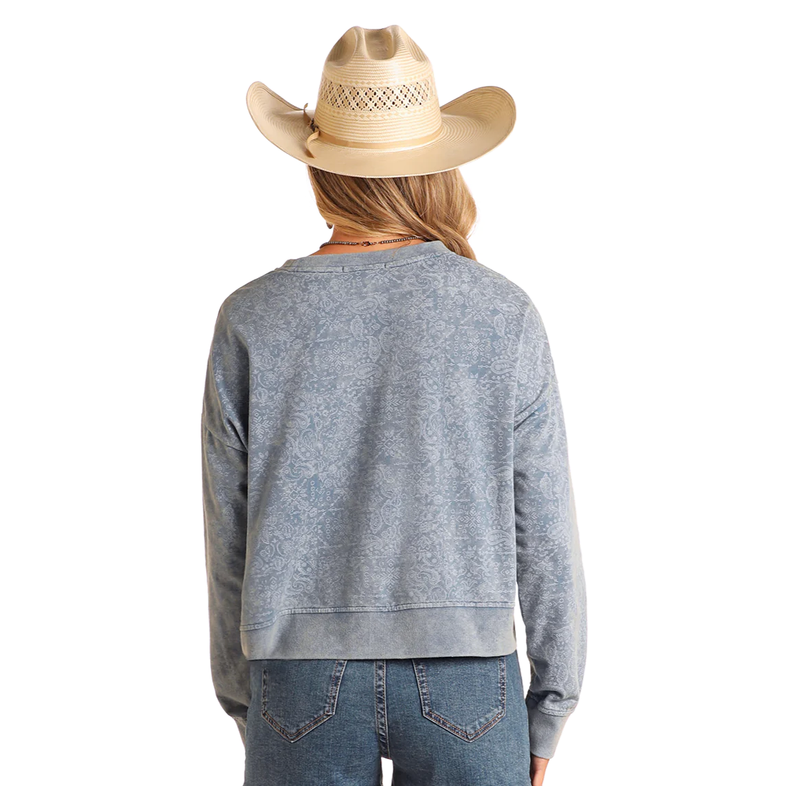 Panhandle Slim® Women's Rock N Roll Sky Blue Bandana Print Pullover Shirt