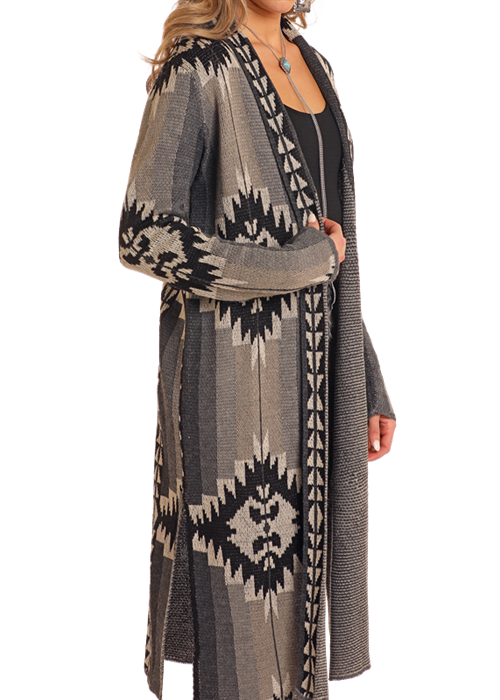 Panhandle Slim® Women's Black Rock N Roll Denim Aztec Duster