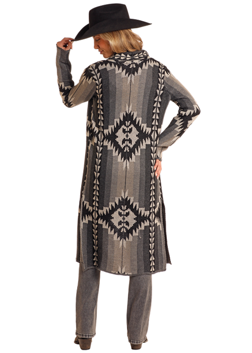 Panhandle Slim® Women's Black Rock N Roll Denim Aztec Duster