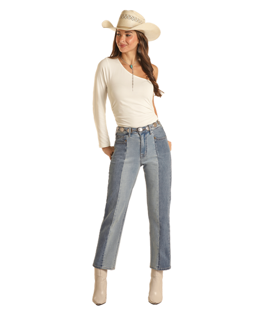 Panhandle Slim® Women's Rock N Roll Two Tone Crop Denim Jeans