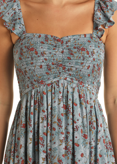 Panhandle Slim® Women's Rock & Roll Cowgirl Blue Floral Print Sleeveless Dress