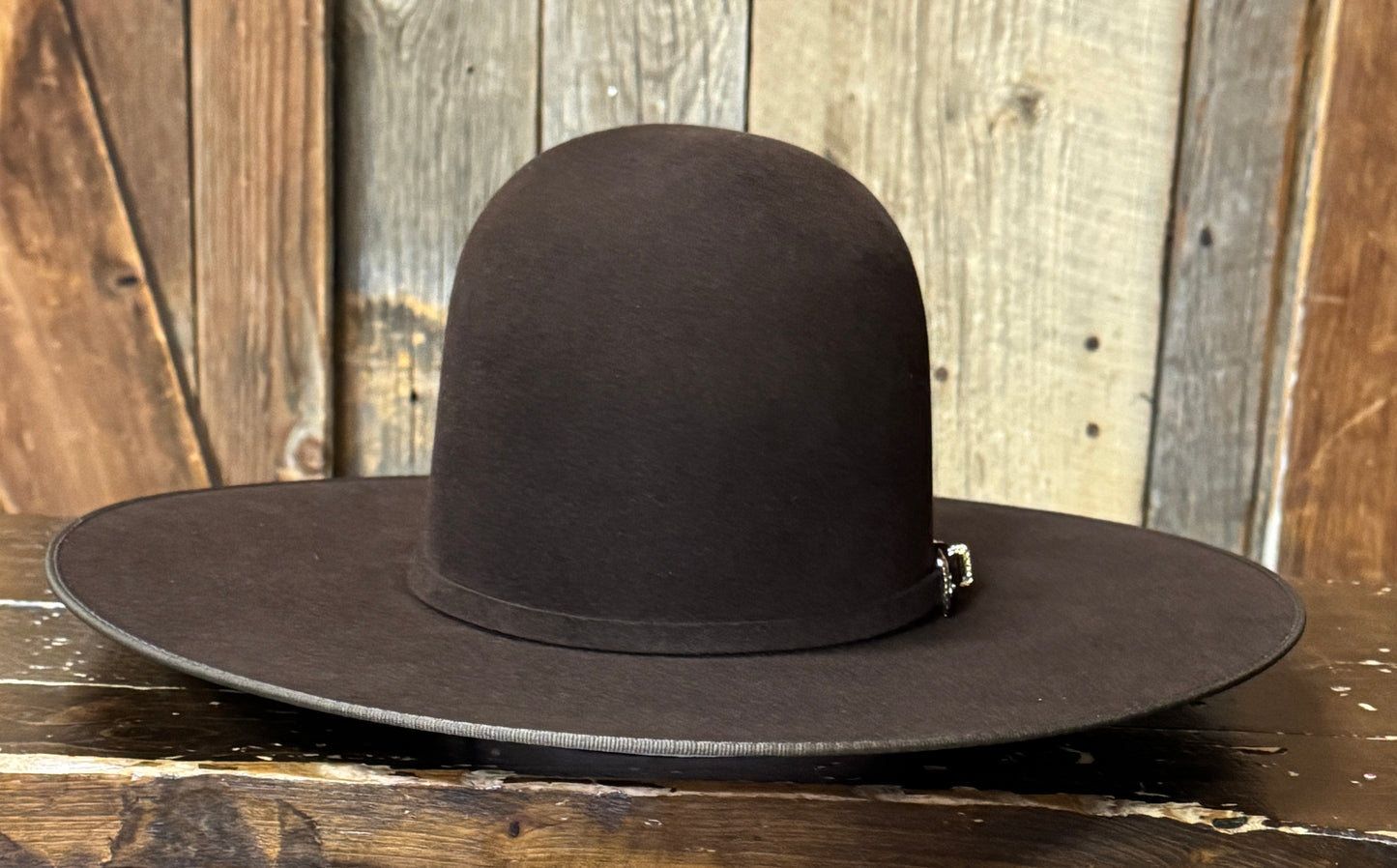 Serratelli® 10X Chocolate 4.5" Flat Brim Bound Edge Open Crown Cowboy Hat