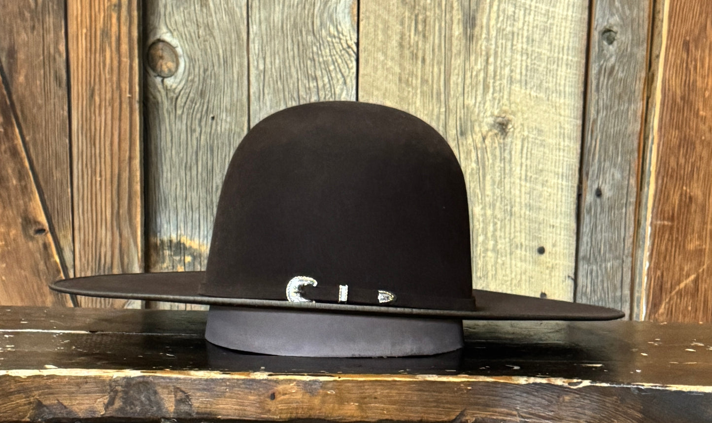 Serratelli® 10X Chocolate 4.5" Flat Brim Bound Edge Open Crown Cowboy Hat