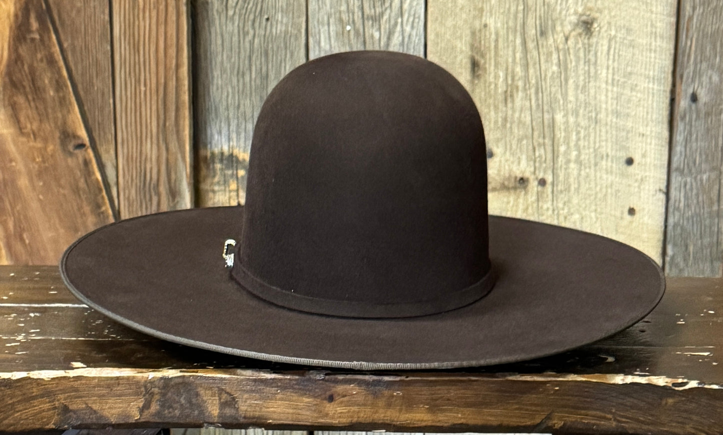 Serratelli® 10X Chocolate 4.5" Flat Brim Bound Edge Open Crown Cowboy Hat