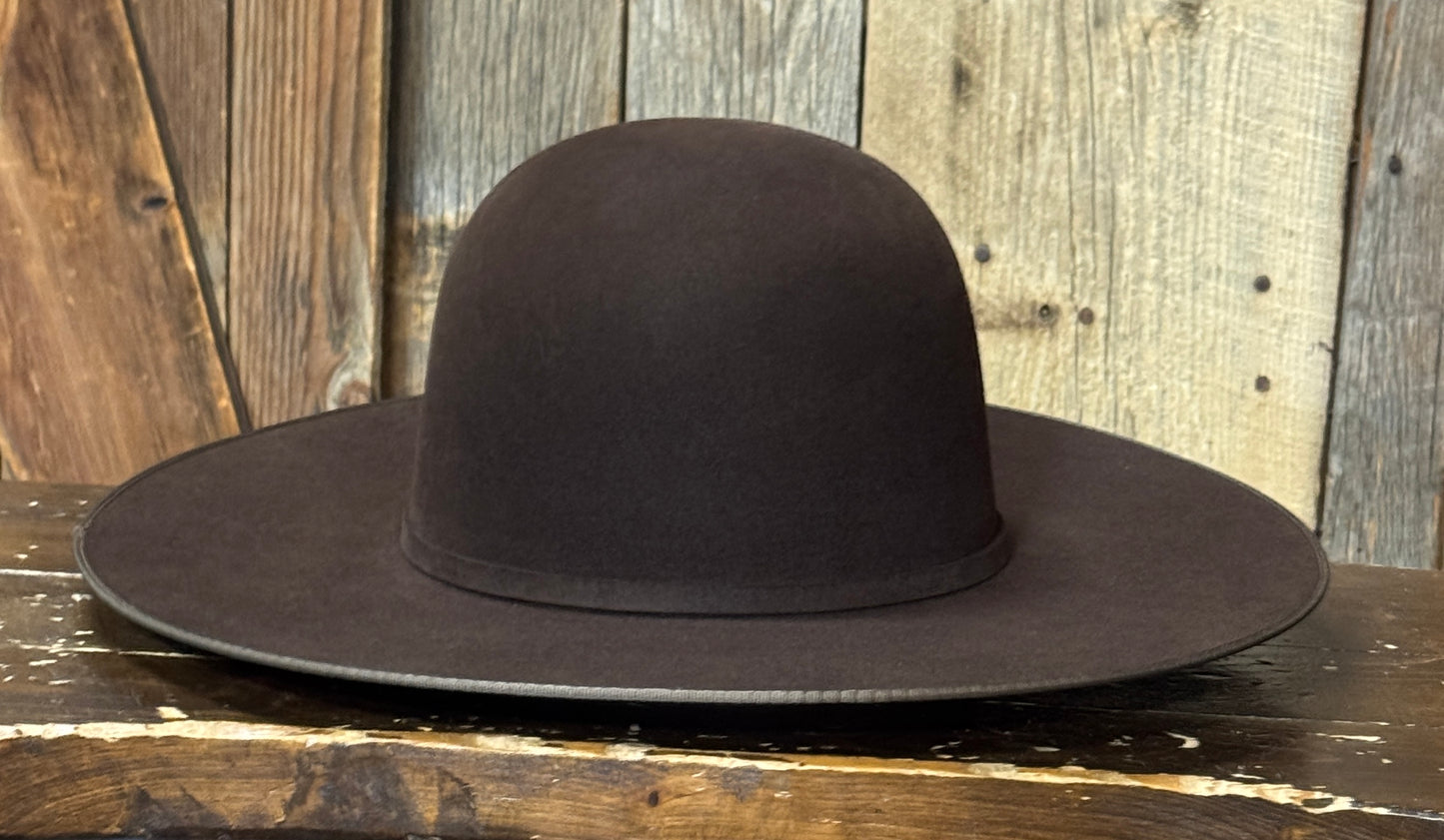 Serratelli® 10X Chocolate 4.5" Flat Brim Bound Edge Open Crown Cowboy Hat
