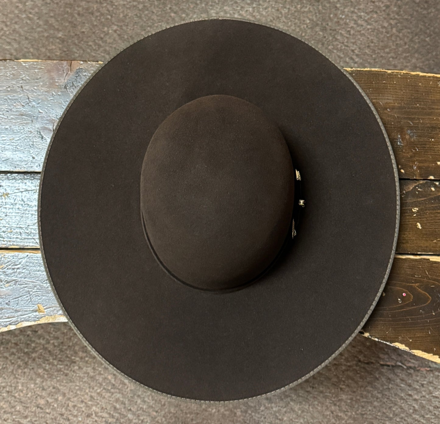 Serratelli® 10X Chocolate 4.5" Flat Brim Bound Edge Open Crown Cowboy Hat