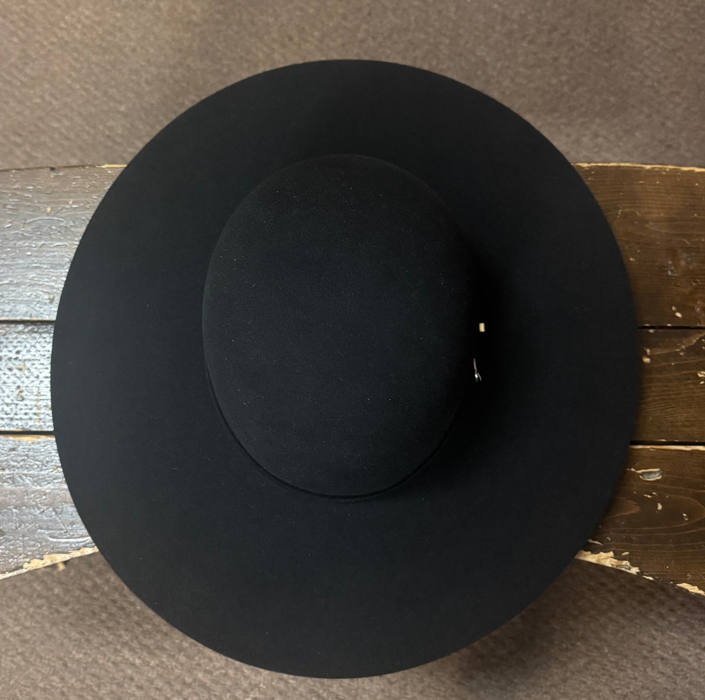 Serratelli® 8X Black Open Crown Flat Brim Fur Felt Cowboy Hat