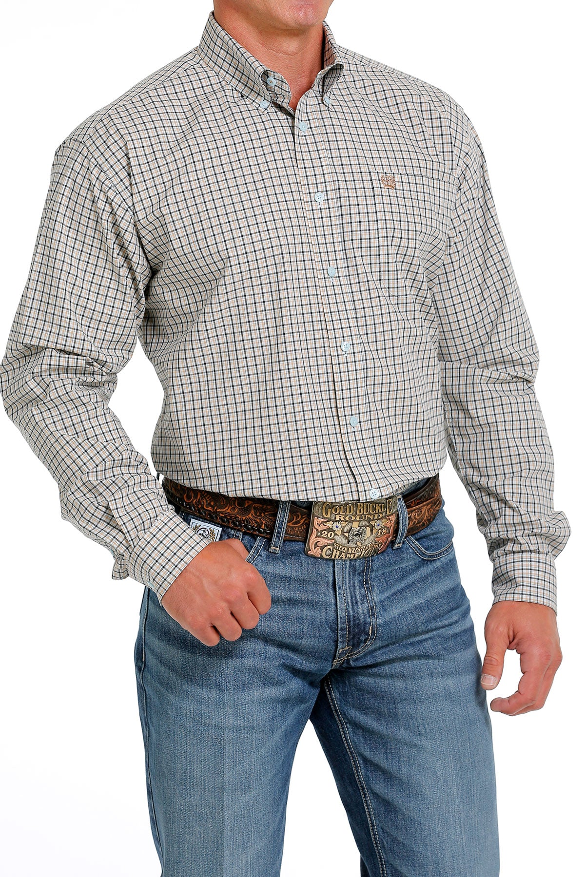Cinch® Men's Blue Plaid Long Sleeve Button Front Western Shirt