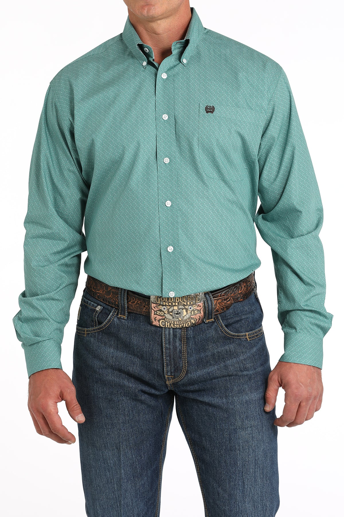 Cinch® Men's Classic Green Long Sleeve Button Front Western Shirt