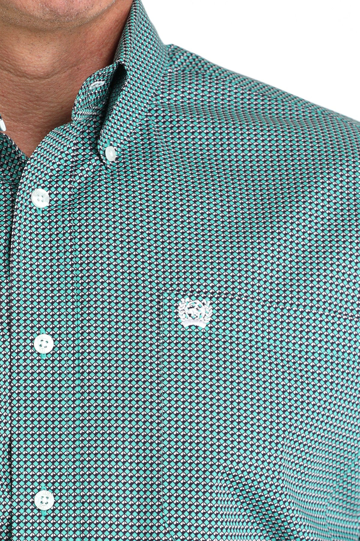 Cinch® Men's Turquoise Geo Print Long Sleeve Button Front Shirt