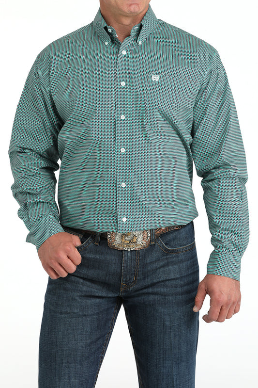 Cinch® Men's Turquoise Geo Print Long Sleeve Button Front Shirt