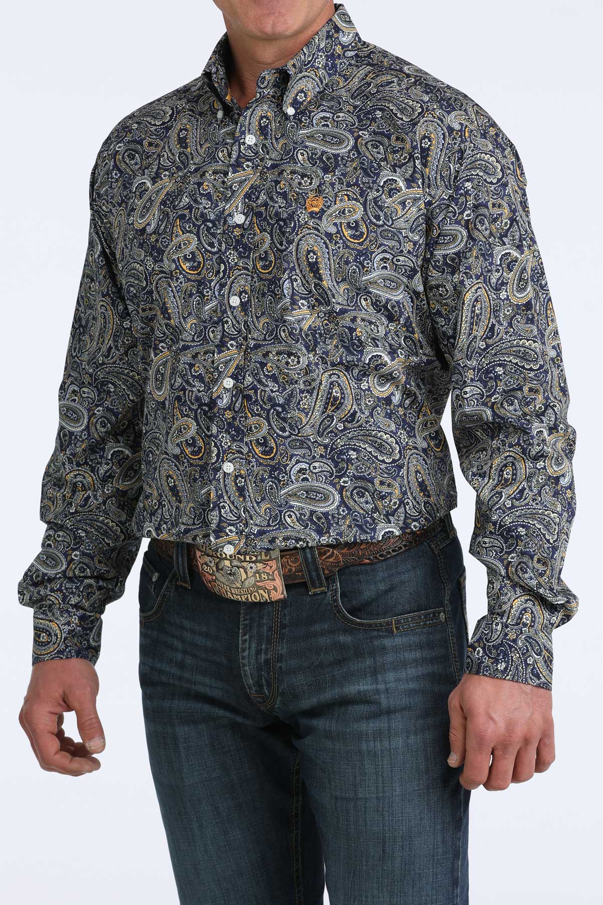 Cinch® Men's Royal Paisley Print Long Sleeve Button Front Shirt