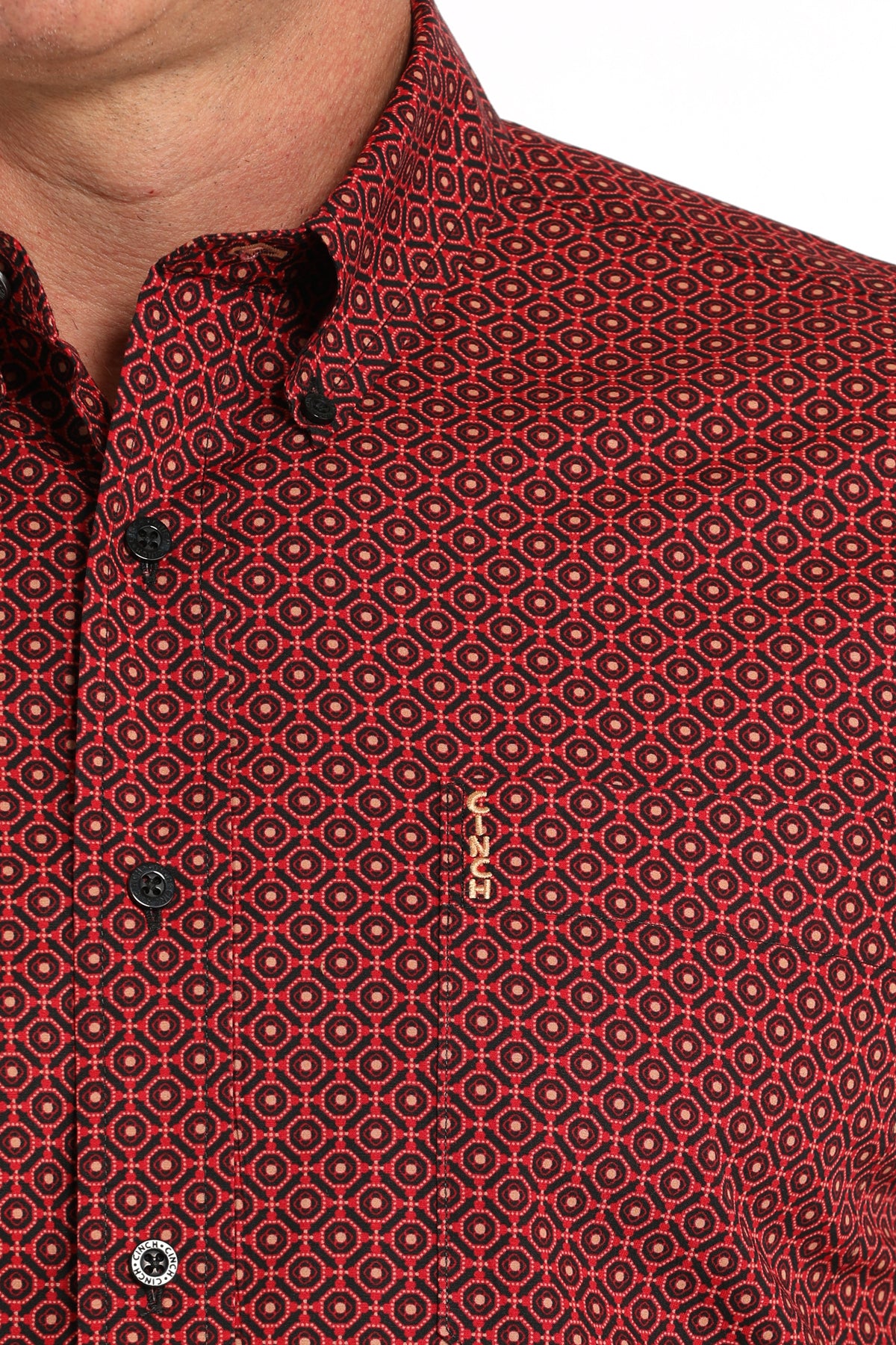Cinch® Men's Red Geo Print Long Sleeve Button Front Western Shirt