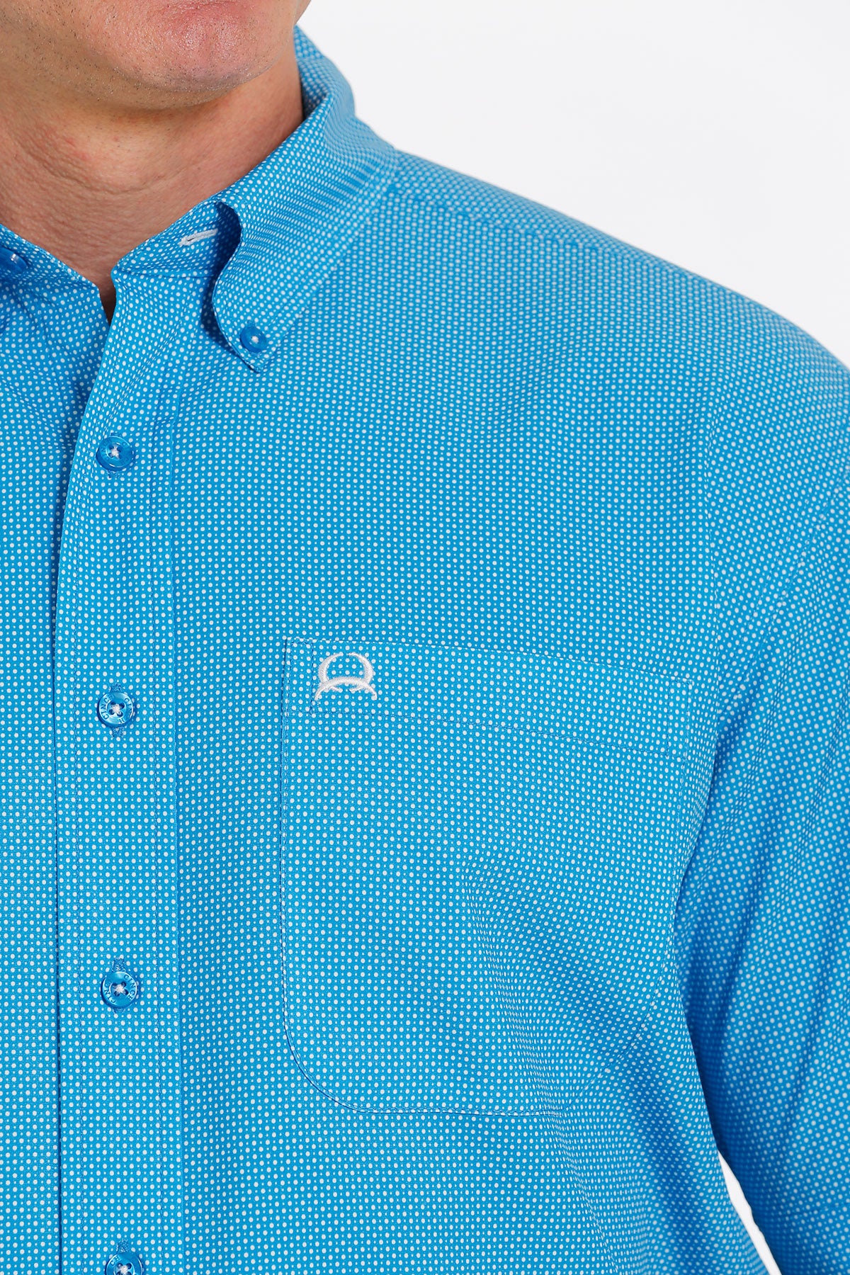 Cinch® Men's Blue Arena Flex Short Sleeve Botton Front Western Shirt