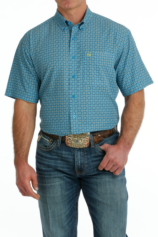 Cinch® Men's Arenaflex Geo Print Short Sleeve Button Front Western Shirt