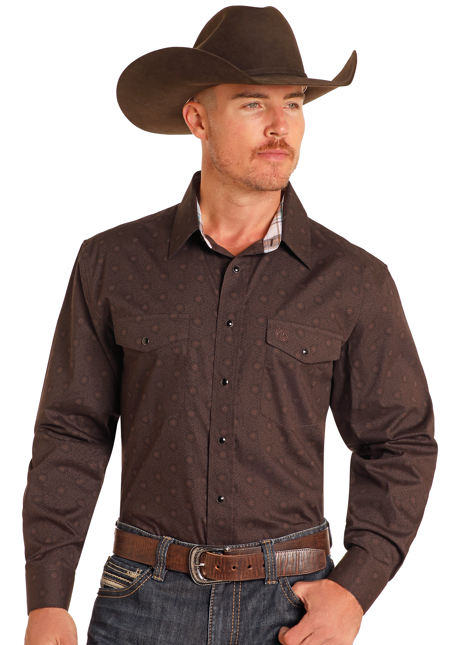 Panhandle Slim Men's Brown Medallion Print Long Sleeve Snap Front Wes Solano's Boot & Western Wear Panhandle Slim Men's Brown Medallion Print Long Sleeve Snap Front Wes Solano's Boot & Western Wear