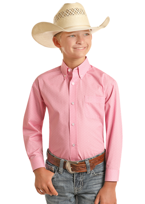 Boys pink 2024 long sleeve shirt