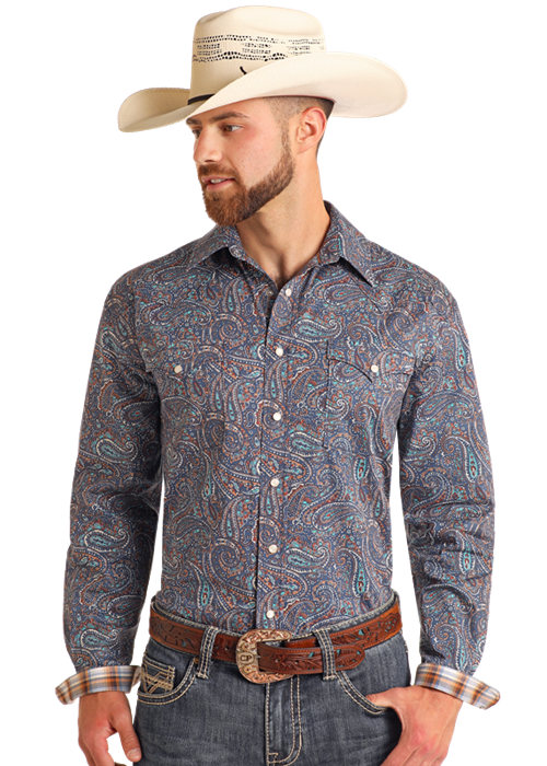 Panhandle Slim® Men's Rock N Roll Paisley Print Long Sleeve Snap Front Shirt