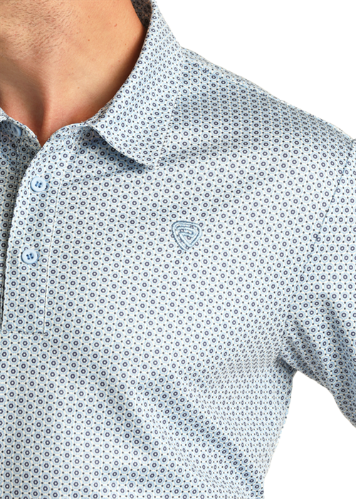 Panhandle Slim® Men's Blue Geo Print Short Sleeve Polo Shirt