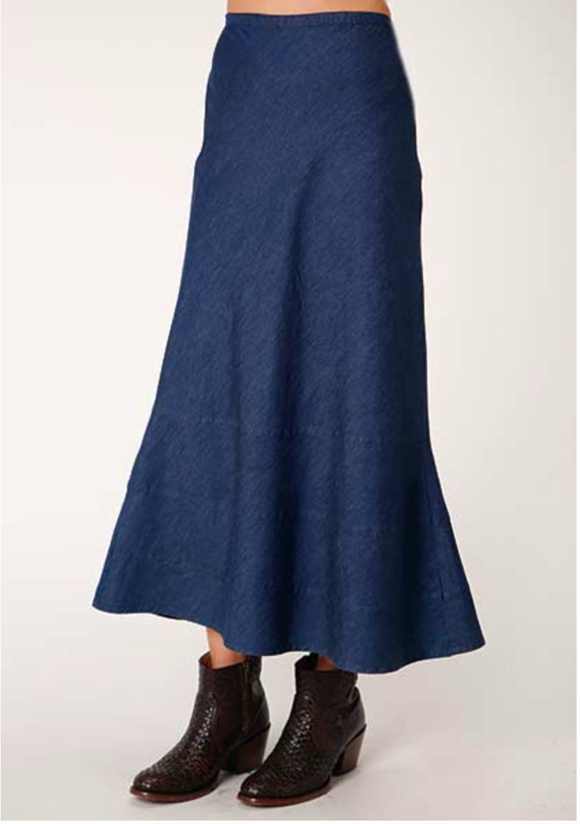 Roper® Women's Bias Cut Side Zipper Denim Midi Skirt – Solano's