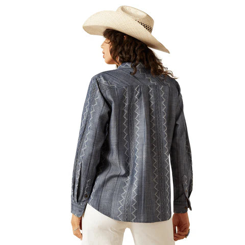 Ariat® Women's Billie Jean Medium Blue Chambray Long Sleeve Button Front Shirt