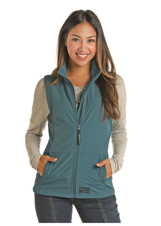 Powder River® Women's Teal Softshell Zip Front Western Vest