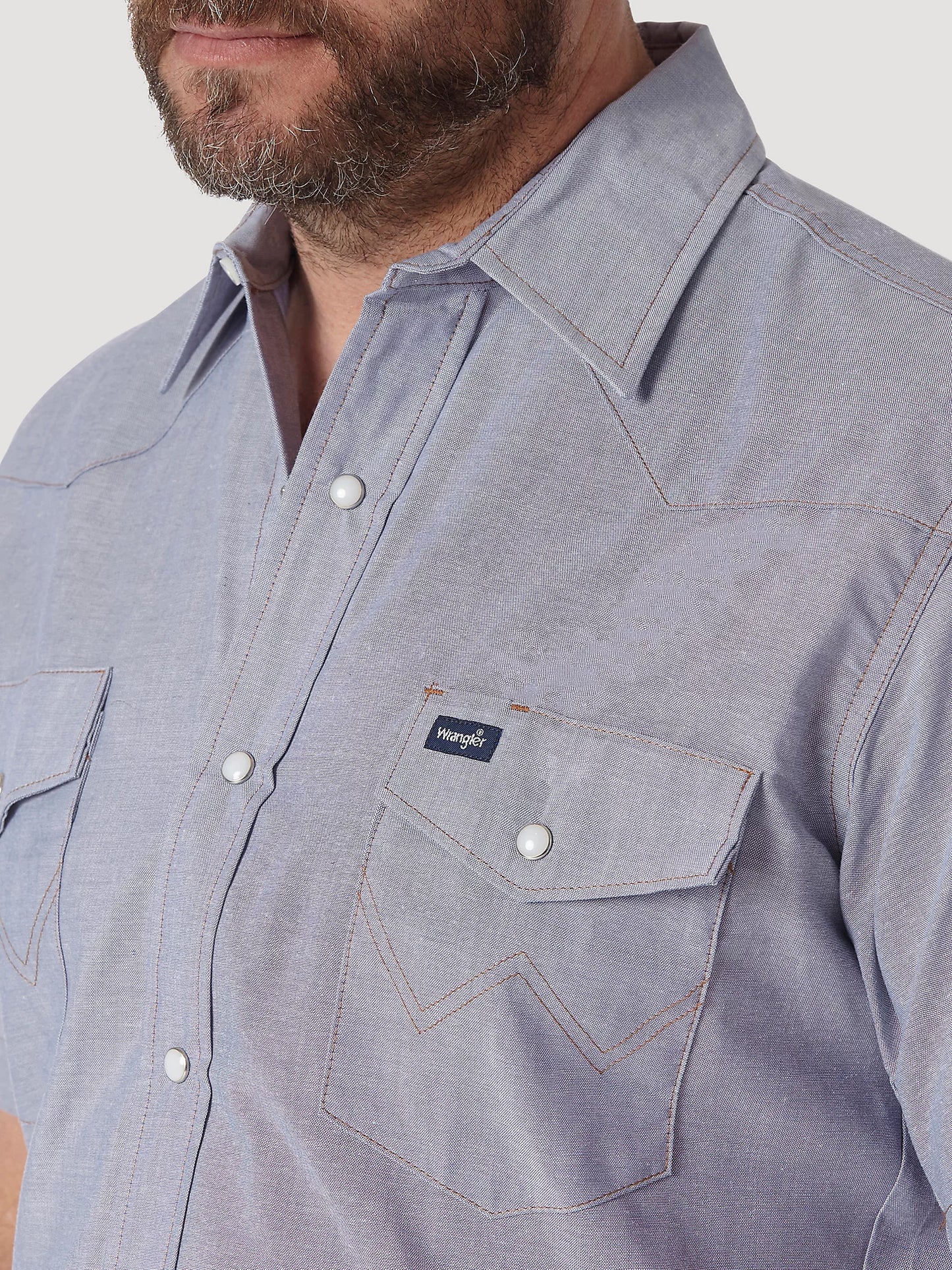 Wrangler® Men's Cowboy Cut® Short Sleeve Snap Front Chambray Western Work Shirt