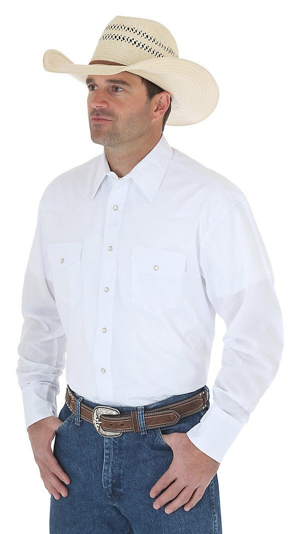 Wrangler® Men's Solid Long Sleeve Peal Snap Front Western Dress Shirt