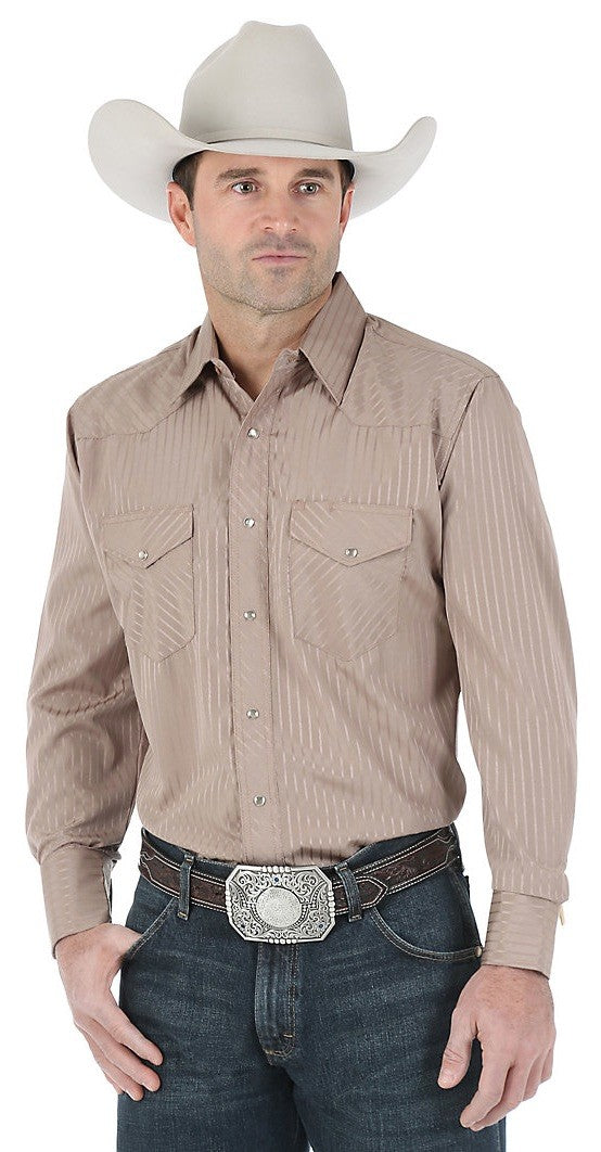 Wrangler Men's Sport Dobby Stripe Long Sleeve Snap Western Shirt Wrangler Men's Sport Dobby Stripe Long Sleeve Snap Western Shirt