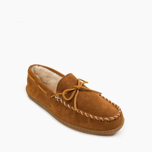 Minnetonka® Men's Pile Lined Hard Sole Suede Leather Moccasins