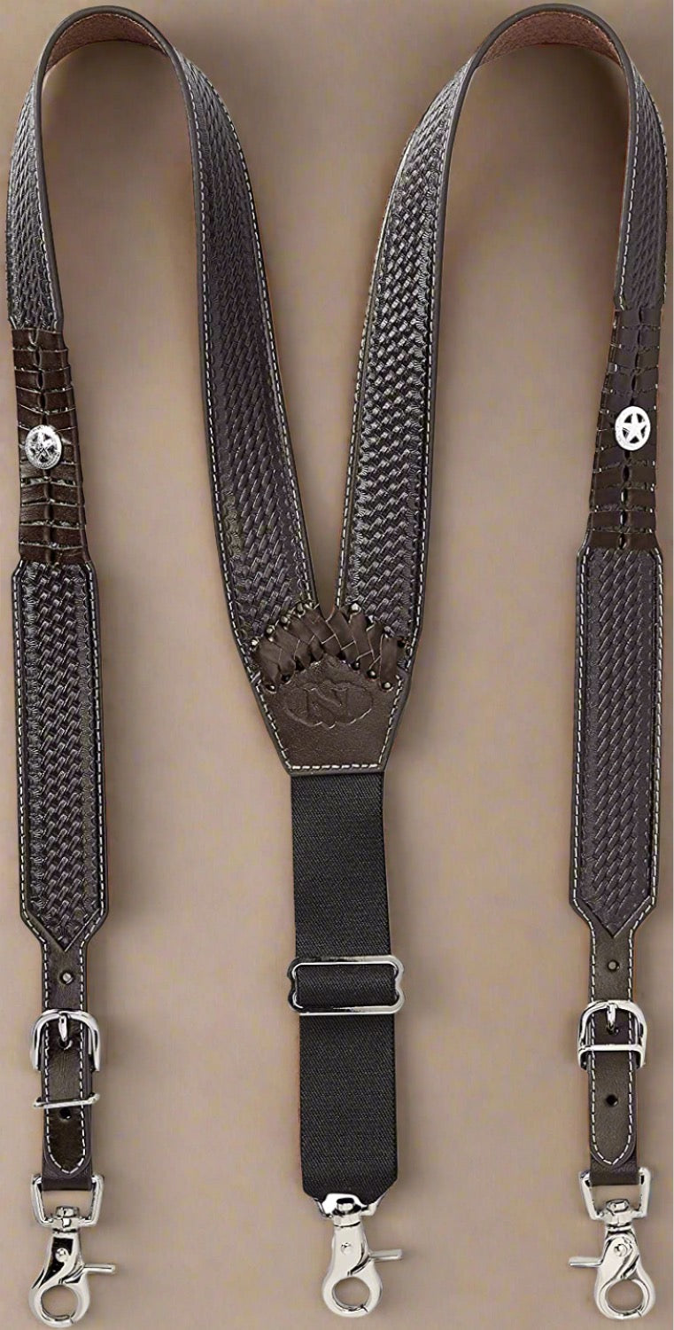 Nocona® Lone Star Adjustable Full Grain Leather Suspenders