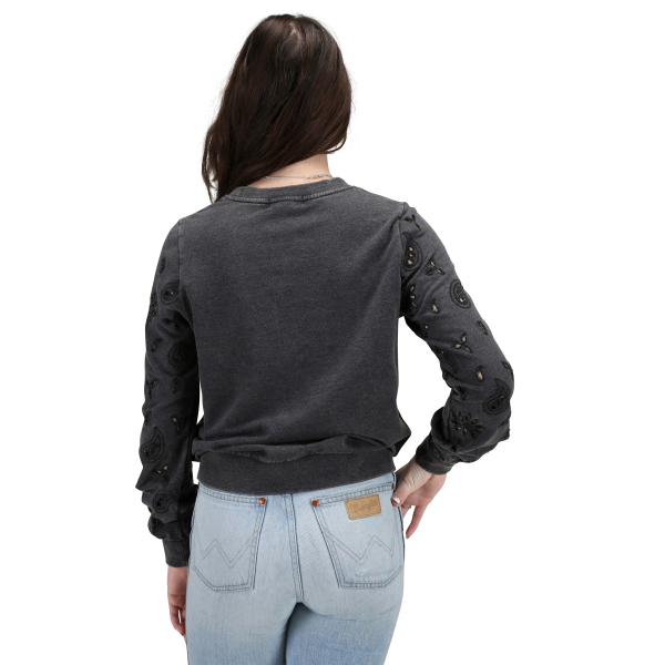 Panhandle Slim® Women's Black Eyelet Embroidery Pullover Sweater