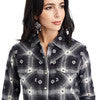 Ariat® Women's Black Plaid Aztec Long Sleeve Snap Front Western Shirt