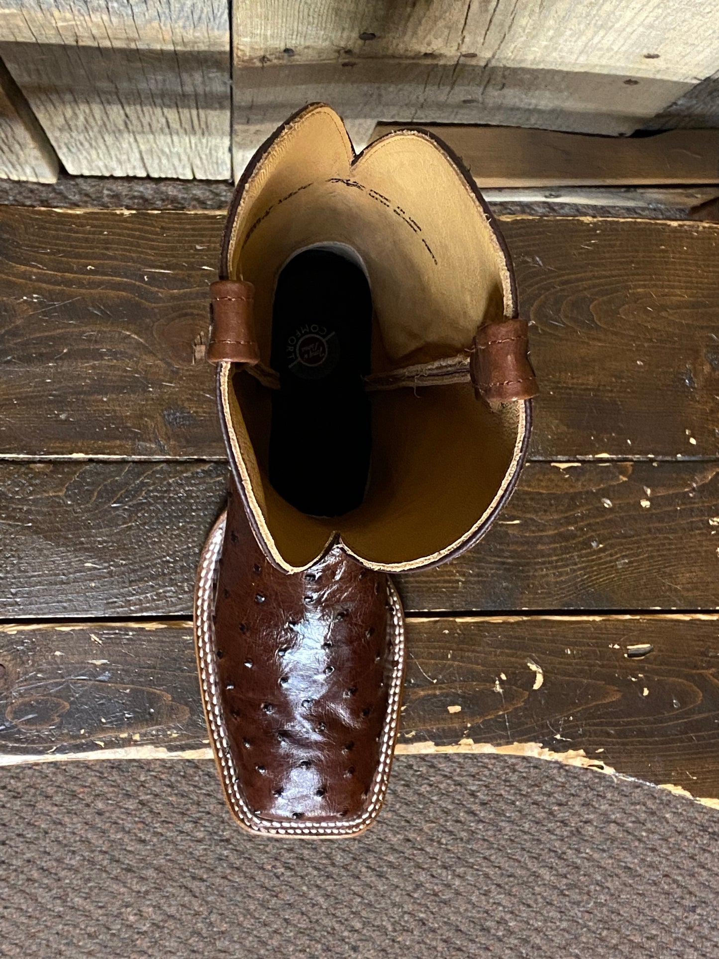Tony Lama® Men's Bourbon Full Quill Ostrich Wide Square Toe Exotic Western Boots