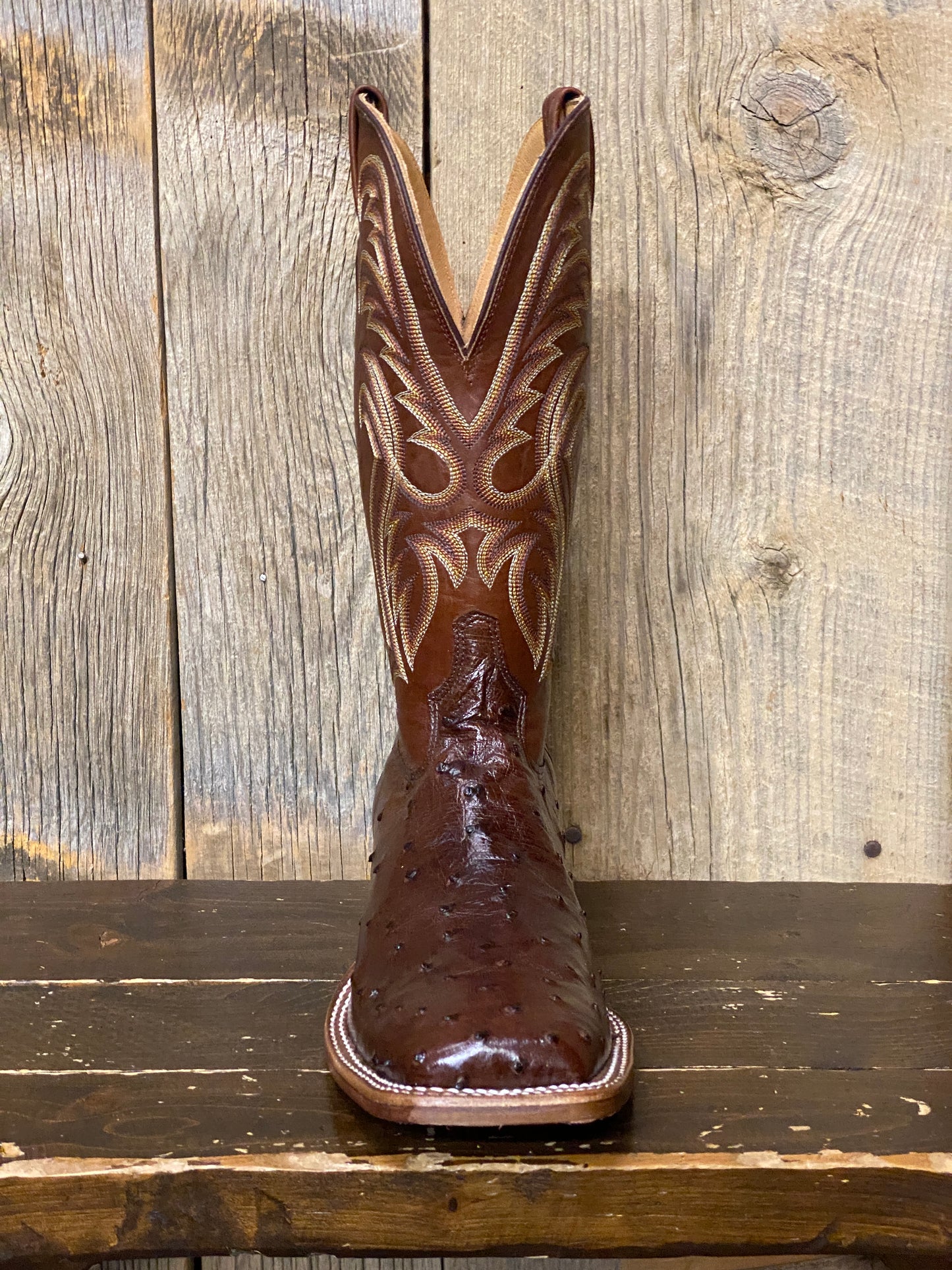 Tony Lama® Men's Bourbon Full Quill Ostrich Wide Square Toe Exotic Western Boots