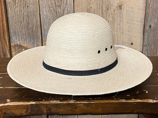 SunBody® Open Crown 3 1/2" Brim Natural Palm Leaf Straw Cowboy Hat