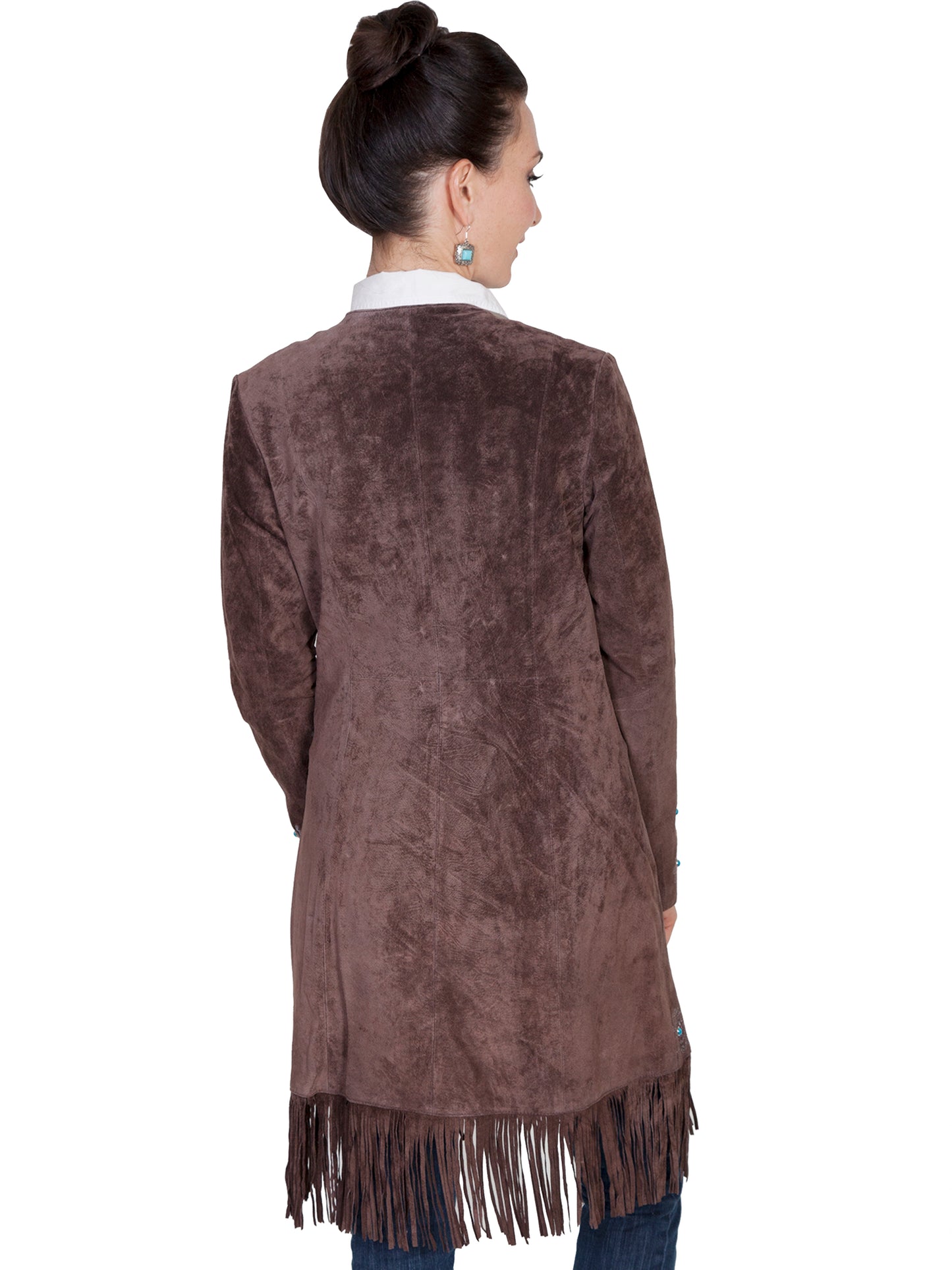 Scully Women's Fringe Embroidered Boar Suede Leather Jacket