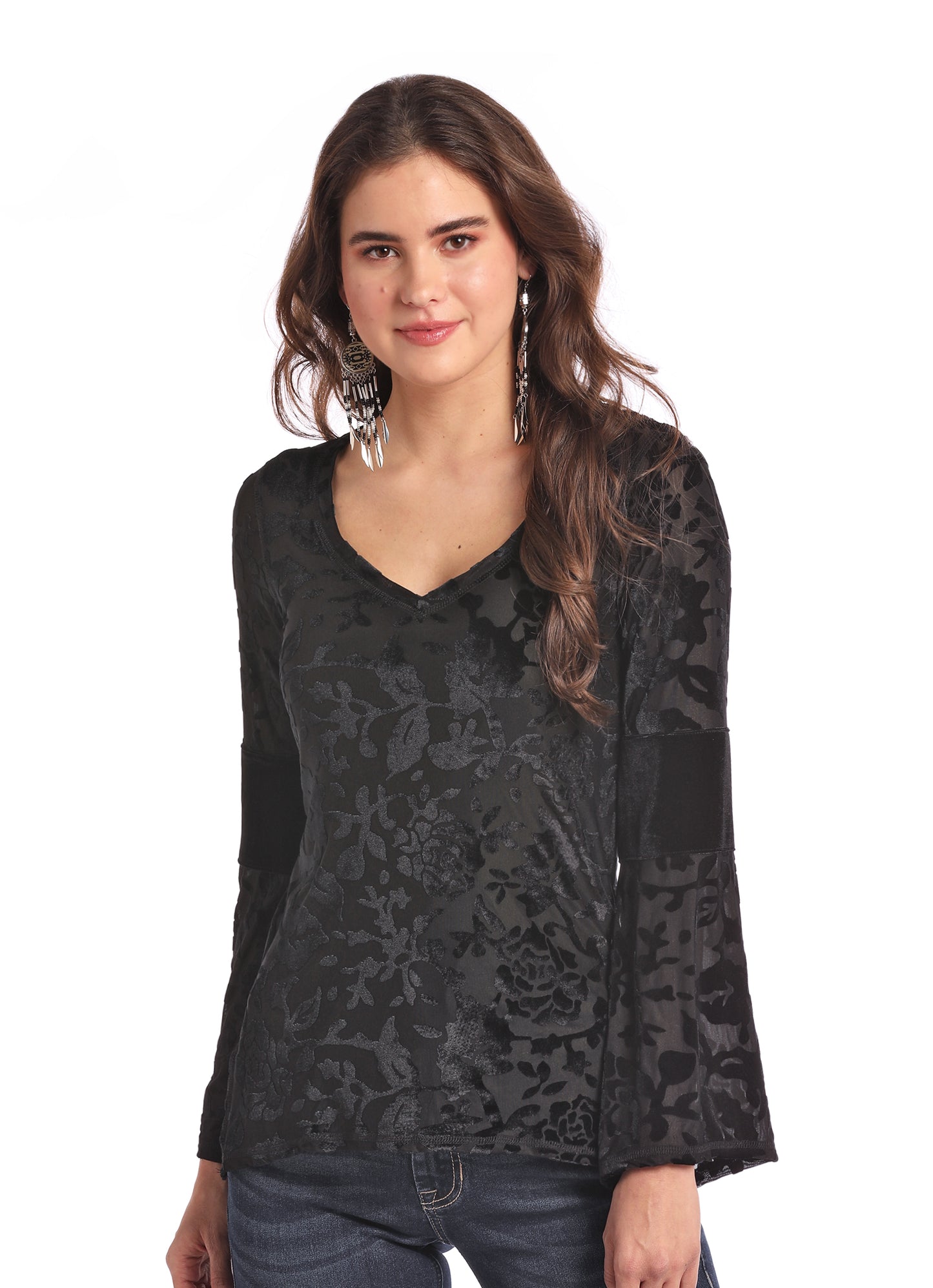 Panhandle Slim® Women's Sheer Lace Long Sleeve Western Shirt