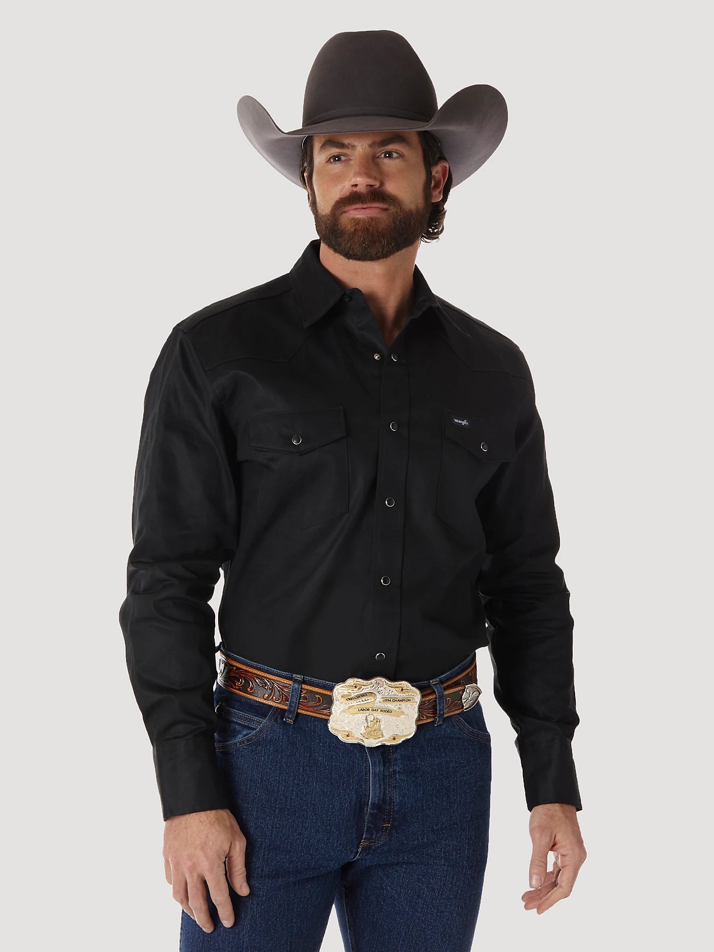 Wrangler Men's Basic Twill Long Sleeve Solid Snap Work Shirt - Black - 4X Wrangler Men's Basic Twill Long Sleeve Solid Snap Work Shirt - Black - 4X