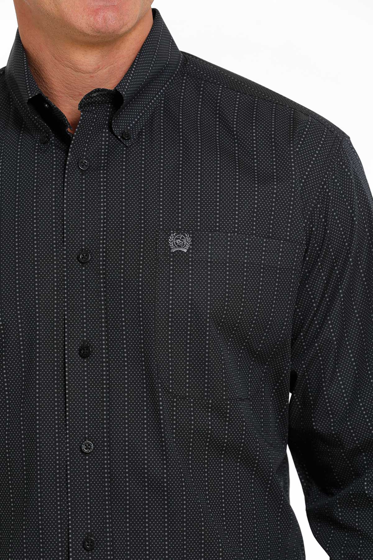 Cinch® Men's Black Stripe Print Long Sleeve Button Front Western Shirt
