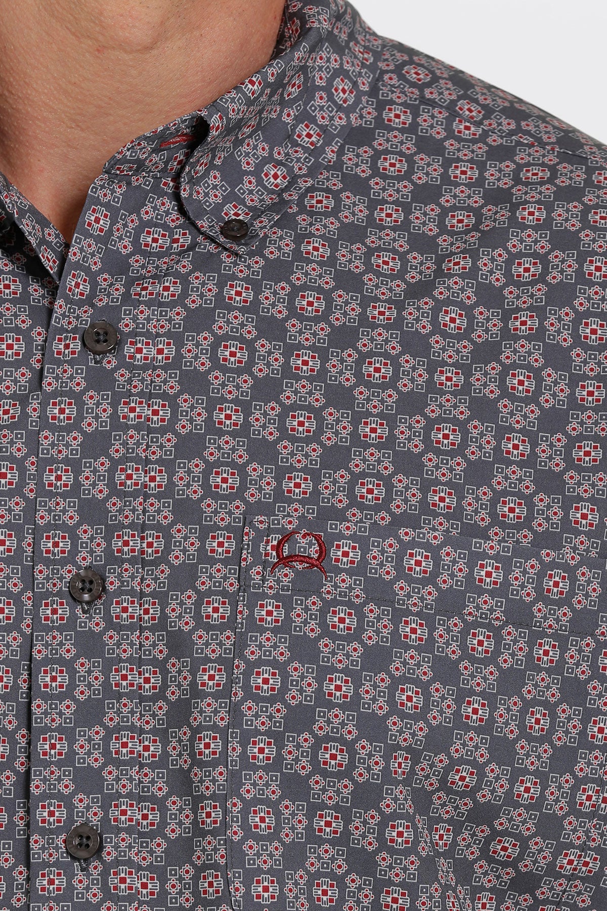 Cinch® Men's ArenaFlex® Grey Print Short Sleeve Button Front Western Shirt