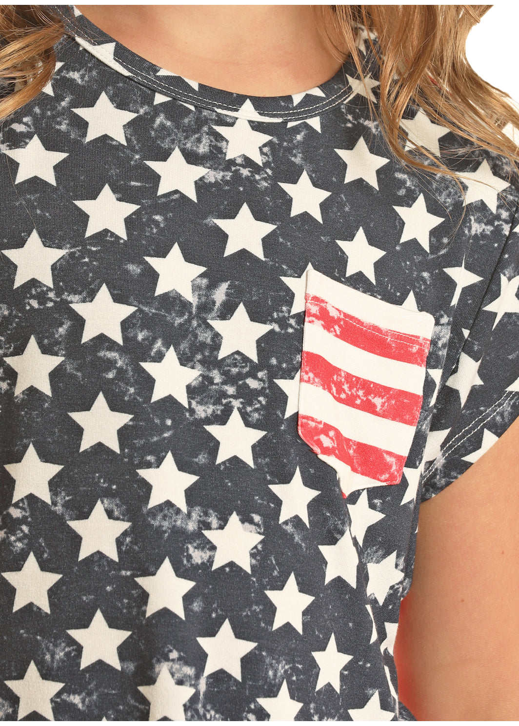 Panhandle Slim® Girl's Rock N Roll Flag Print Tee Shirt